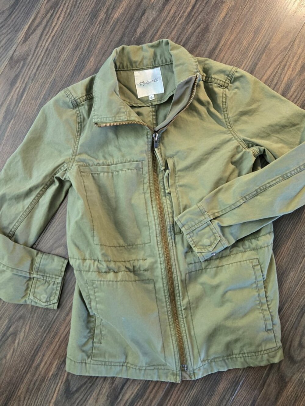 MADEWELL 100% Cotton 90's Style Grunge Olive Green Jacket NWOT/SIZE XS